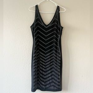 Carmen Marc Valvo Womens Cut and Sew Dress Size L Studded